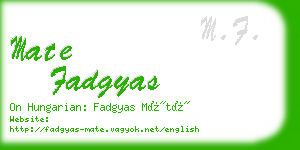 mate fadgyas business card